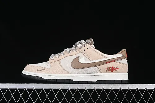 All categories Nk SB Dunk Series Nk SB Dunk Low High-end customized low-top sneakers Nk SB Dunk Low Dark pattern double hook brown and white Anniversary high-end customized low-top casual sneakers DJ2024-071